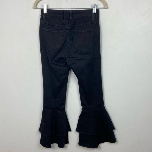 URBAN Outfitters‎ Ruffle Flare Jeans High Rise Black Size 24 Bell Bottom Denim - Picture 8 of 14